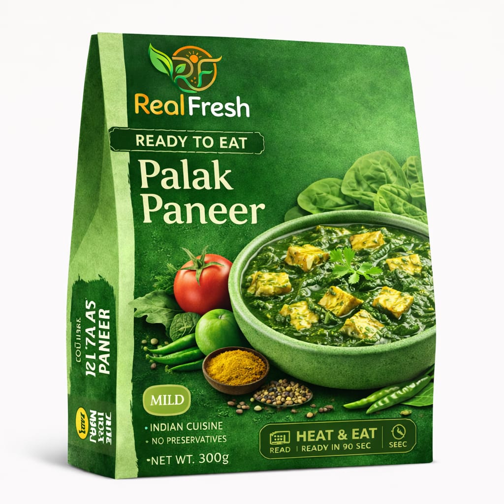 Ready to Eat Palak Paneer | Spinach & Cottage Cheese Curry | Authentic Indian Meal | No Added Preservatives